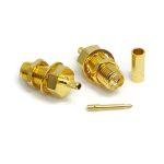 20F-RP-C-B-RG174: SMA Female Reverse Polarity Crimp Bulkhead for RG-174/U Cable