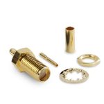 20F-C-BK-RG174: SMA Female Crimp Bulkhead for RG-174/U Cable