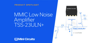 Closeup on MMIC Low Noise Amplifier with Shutdown Feature Covering 10 to 2000 MHz (TSS-23ULN+)